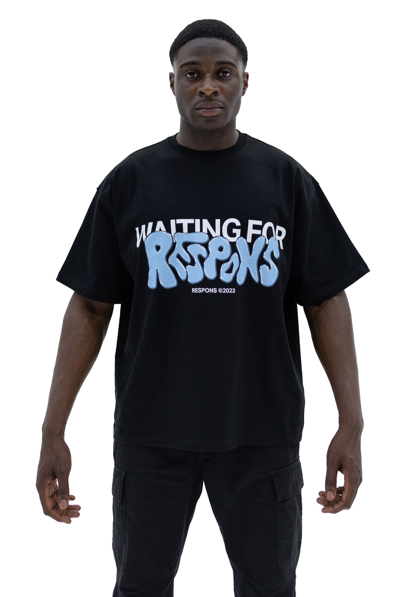 WAITING FOR RESPONS T-SHIRT BLACK